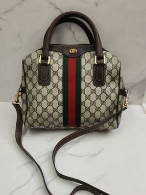Authentic Vintage Gucci GG Supreme Ophidia Boston Bag With Digital COA